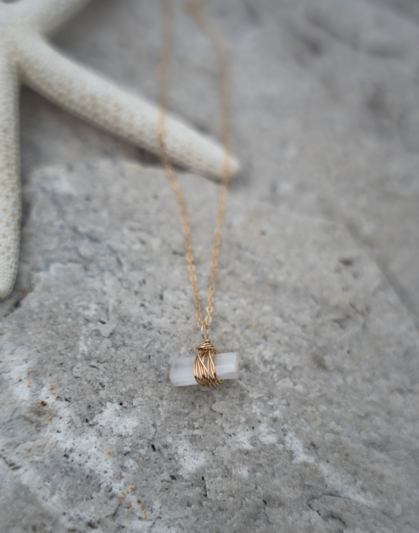 wrapped selenite necklace