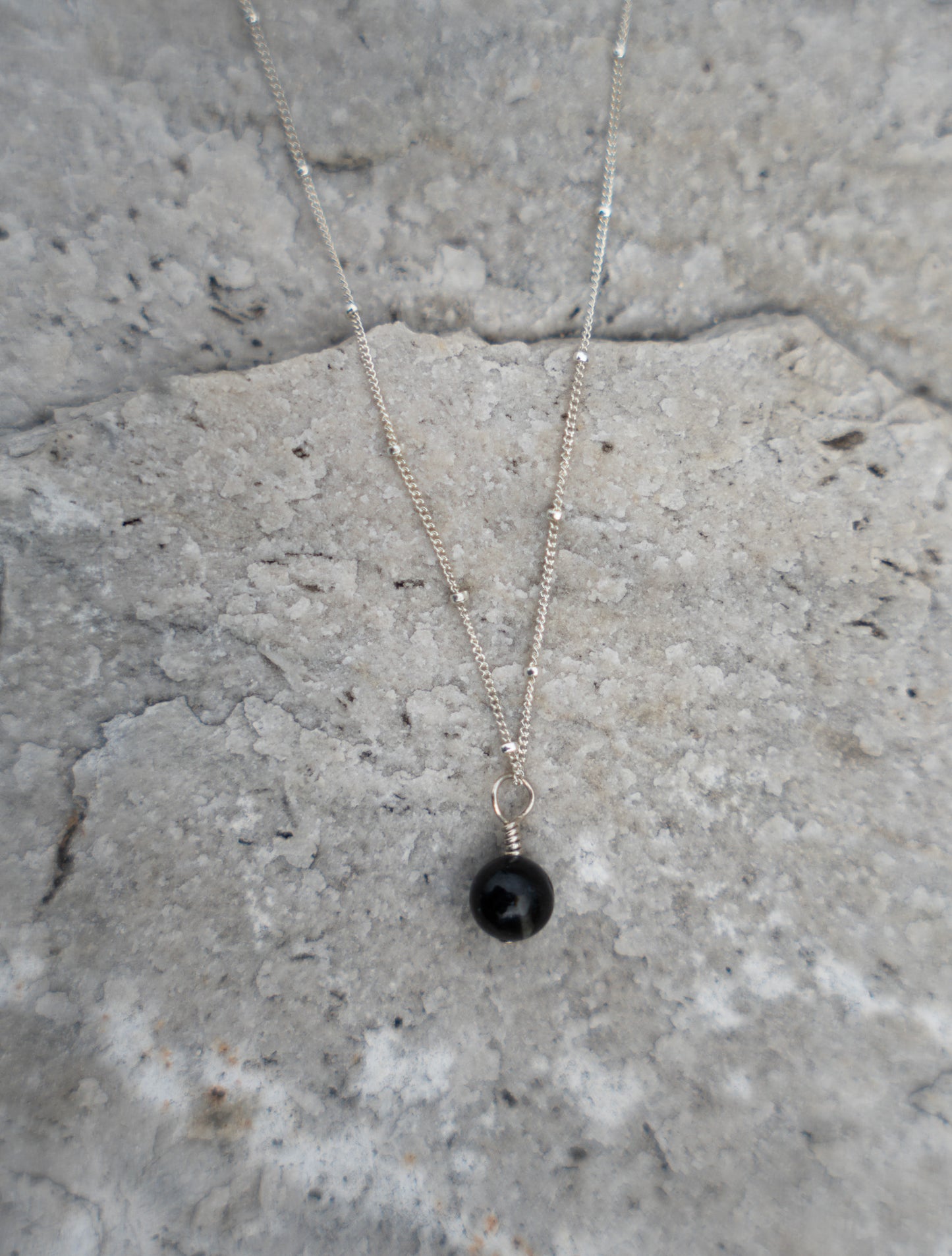 black tourmaline bead necklace