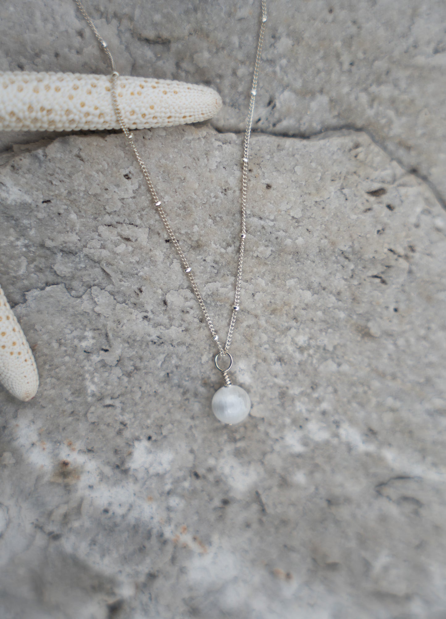 selenite bead necklace