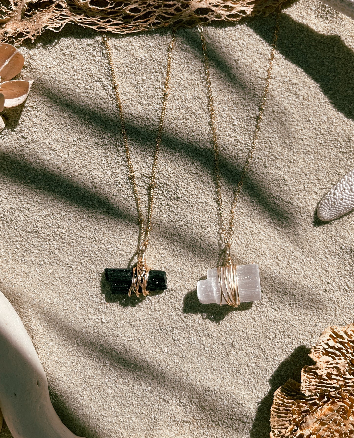 wrapped selenite necklace