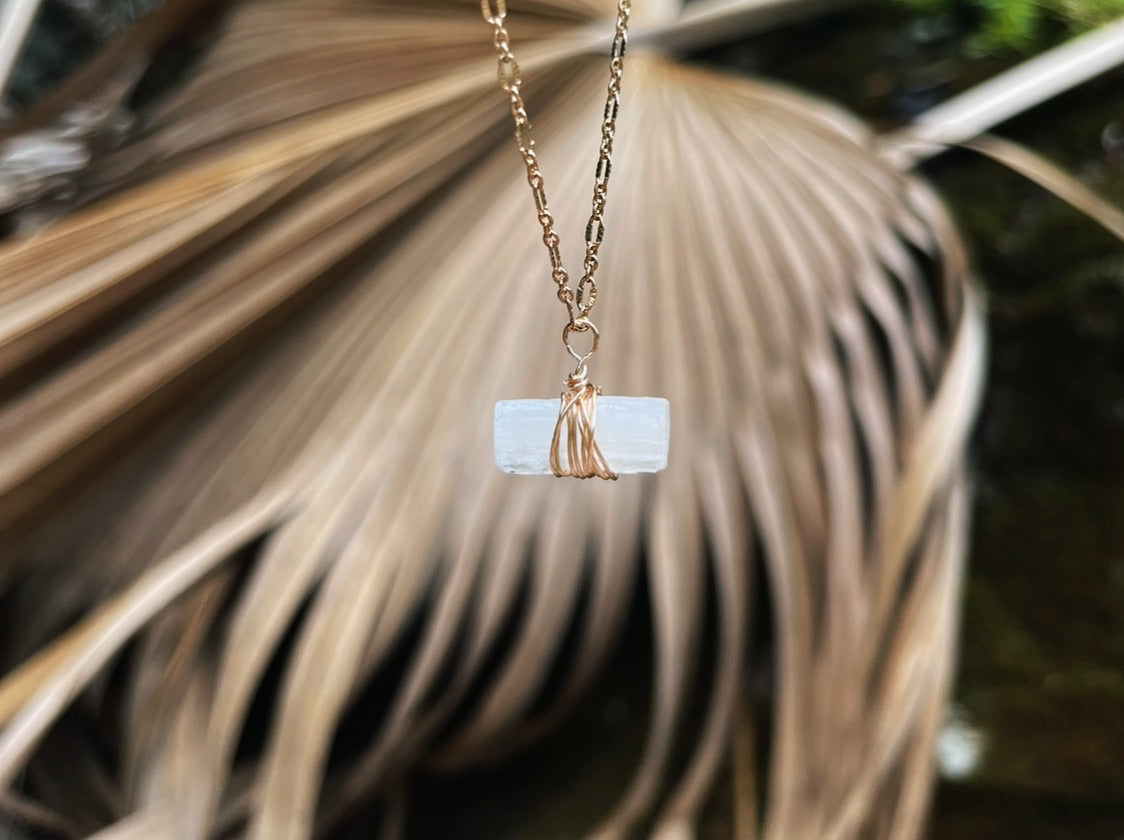 wrapped selenite necklace